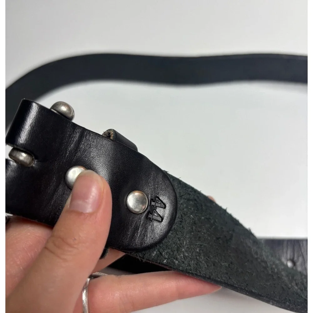 Holtz Leather Co Mens Black Handcrafted Leather Belt Size 44 Classic Western